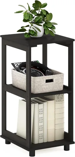 Miniatura 16 de Furinno JAYA Mesa auxiliar ovalada de diseño simple con contenedor, roble blanco/cromo