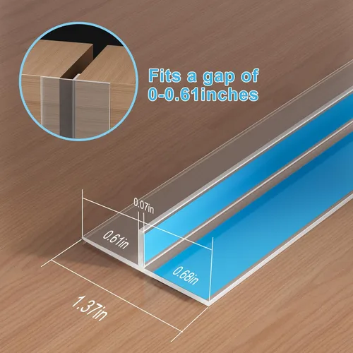 Miniatura 2 de Tapón de silicona para puerta, burlete en forma de T para puertas y ventanas, sello autoadhesivo (1.37 pulgadas x 16.5 pies, transparente)