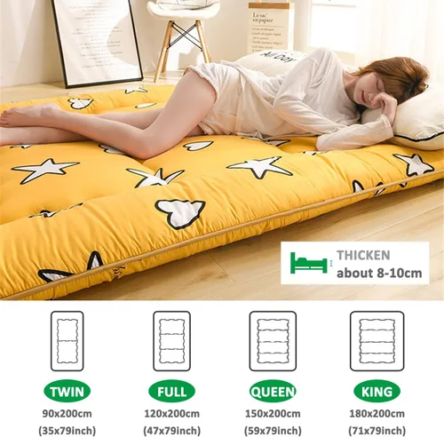 Miniatura 3 de Colchón enrollable de estilo japonés, colchón de futón grueso doble plegable, almohadilla para dormir individual/doble para dormitorio, colchón