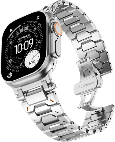 Miniatura 40 de KADES Correa de acero inoxidable compatible con Apple Watch Band Ultra 3/2/1 de 1.73 pulgadas Series 11/10 de 1.81 pulgadas/1.65 pulgadas, Series