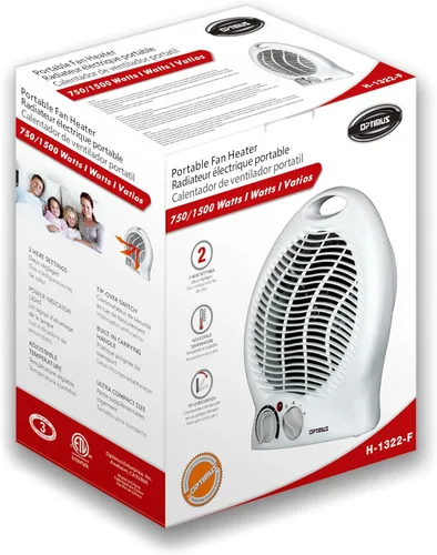 Miniatura 6 de Optimus H-1322 Calefactor portátil con ventilador de 2 velocidades y termostato, Blanco