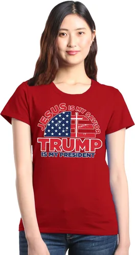Miniatura 2 de shop4ever Jesus is My Savior Trump is My President - Camiseta para mujer