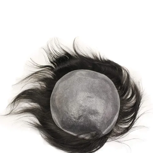 Miniatura 6 de Tupé para hombre de 10 x 8 pulgadas, base de poliuretano, 0.002 in, piel fina súper suave, 100% cabello humano virgen europeo, para hombres, sistema