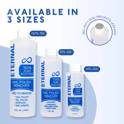 Miniatura 6 de Eternal - Acetona pura al 100% – Removedor de esmalte de uñas rápido y profesional, ultra potente, para uñas naturales, gel, acrílico, laca