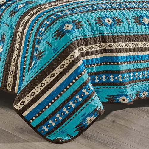 Miniatura 7 de Jaba - Juego de edredón de 3 piezas con estampado fino, tamaño King, para todas las estaciones, diseño tribal navajo nativo americano, con fundas