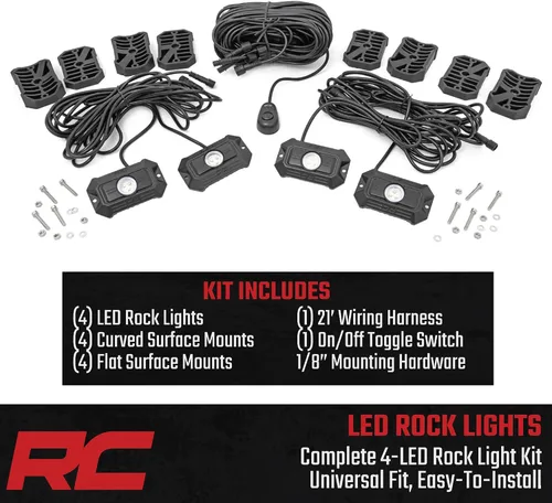 Miniatura 5 de Rough Country Cápsulas de Luz LED Deluxe para Rocas con Kit de Montaje 4 Cápsulas - 70980, Blanco