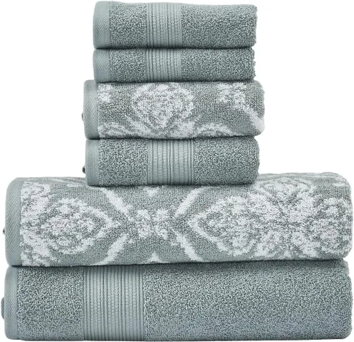 Miniatura 16 de Modern Threads Amaris - Juego de 6 toallas reversibles de jacquard teñido con hilo, toallas de baño, toallas de mano y paños de lavado