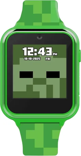 Miniatura 2 de Accutime Minecraft - Reloj inteligente de aprendizaje educativo verde para niños, pantalla táctil, para niñas, niños y niños pequeños, cámara