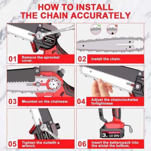 Miniatura 4 de Mini motosierra inalámbrica, portátil de 6 pulgadas, pequeña motosierra eléctrica de mano, inalámbrica, funciona con pilas para el hogar, jardín