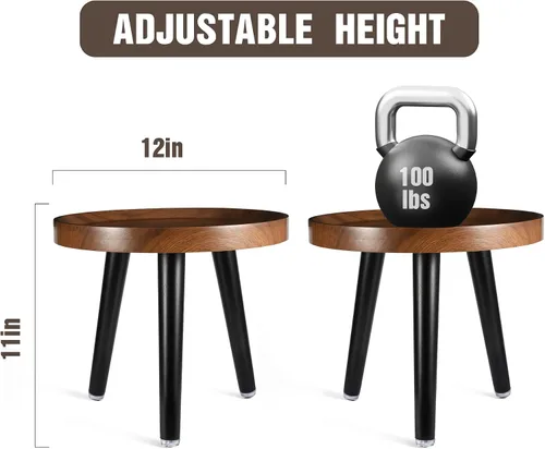 Miniatura 3 de KGPLOME Soporte para plantas de interior, mesa de madera de mediados de siglo con acabado de nogal, soporte alto para maceta, mesa auxiliar redonda