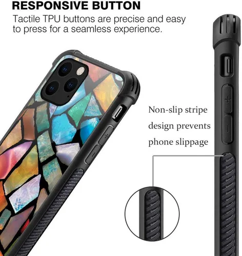 Miniatura 5 de ZHEGAILIAN Funda compatible con iPhone 11, fundas de cristal de color caballo de baile, parte trasera de vidrio templado+funda protectora
