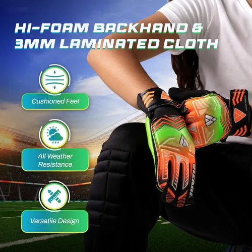 Miniatura 3 de Vizari Soccer Goalkeeper Gloves – Pro Goalie Gloves for Kids, Youth & Adults Fingersave Protection Durable Grip All-Weather Soccer Gloves for