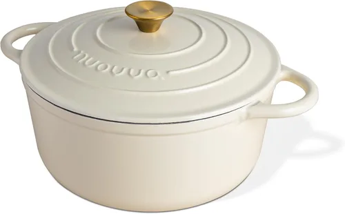 Miniatura 25 de Nuovva Olla Holandesa de Hierro Fundido Esmaltado con Tapa – Cazuela Antiadherente de 6.4 Cuartos – Resistente y Apta para Horno hasta 500°F