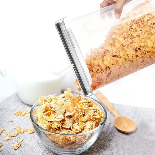 Miniatura 7 de Dispensador de cereales, dispensador de arroz, 4 unidades, recipientes herméticos para almacenamiento de arroz, dispensador de cereales para harina
