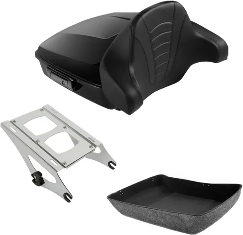 Miniatura 28 de TCMT Caja de maletero de motocicleta cortada de 10.7", respaldo envolvente, soporte de montaje para 2 personas, compatible con Harley 2014-2025 Con