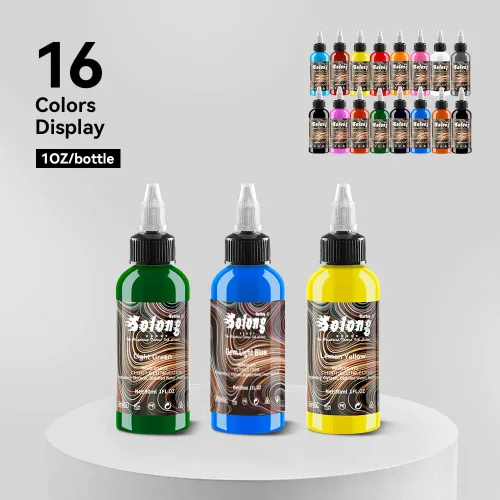 Miniatura 2 de Solong Tattoo Ink - Juego de 16 colores de tinta de tatuaje, kit de pigmentos de 1 oz (1.0 fl oz) para kit de tatuaje, juego de tinta de tatuaje