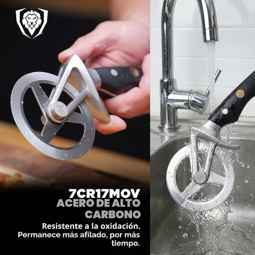 Miniatura 3 de Dalstrong Orbit Razor - Rueda cortadora de pizza, acero inoxidable #304 de 0.079 in, giratoria de tres radios, mango G-10, para pizza casera, pan