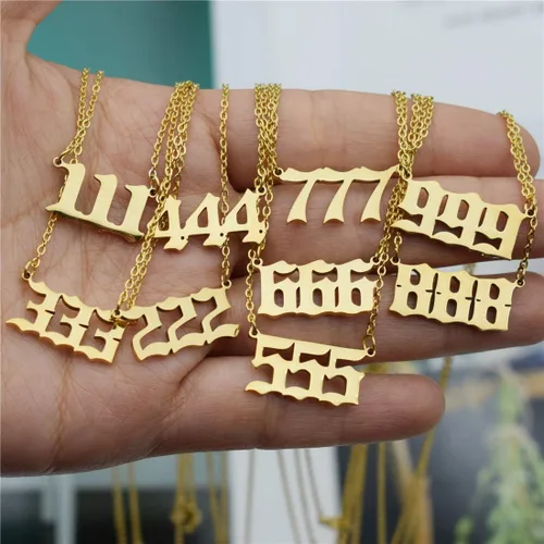 Miniatura 7 de HUTINICE Angel Number Necklace For Women, 18K Gold Plated Dainty 111 222 333 444 555 666 777 888 999 Pendants Choker Chain Numerology Jewelry