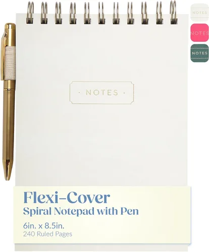 Miniatura 9 de Eccolo - Cuaderno de espiral con líneas en la parte superior, bloc de taquigrafía de tapa flexible con bolígrafo incluido (240 páginas perforadas)