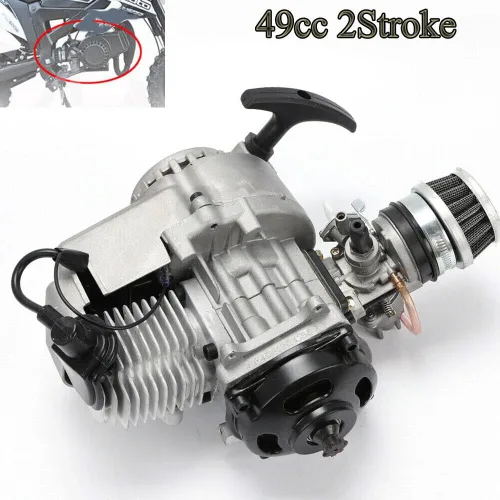 Miniatura 2 de Motor de motor de 2 tiempos de 49 cc, mini motor de arranque de gasolina de 1.3 HP para bicicleta de bolsillo, mini motocross, ATV Scooter