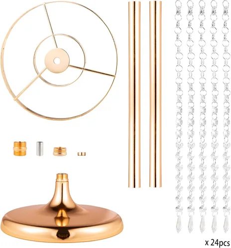 Miniatura 8 de Jarrones de boda de metal de 35.4 pulgadas de alto para centros de mesa: juego de 2 soportes de flores con cristales acrílicos, elegantes soportes