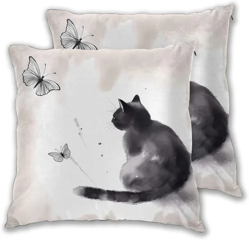 Miniatura 24 de Juego de 2 fundas de almohada cuadradas de Acción de Gracias, hojas de arce otoñales, fundas protectoras para sofá con cremallera oculta, 16 x 16