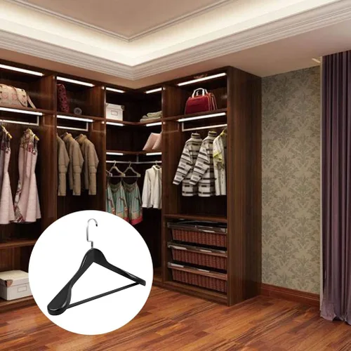 Miniatura 7 de Hemoton Percha de madera maciza con hombros anchos y gruesos, antideslizante, para almacenamiento de ropa, hogar, dormitorio, armario, organizador