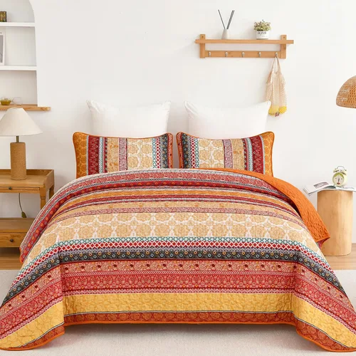 Miniatura 8 de WONGS BEDDING Juego de Edredón Boho Tamaño Full, Juego de Edredones Bohemios Grises de 3 Piezas, Juego de Ropa de Cama Cubrecama de Microfibra