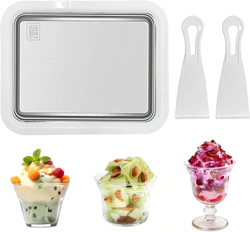 Miniatura 8 de Máquina de helados enrollados con 2 raspadores de acero inoxidable de grado alimenticio para yogur congelado/granizado regalo de cumpleaños, hecho