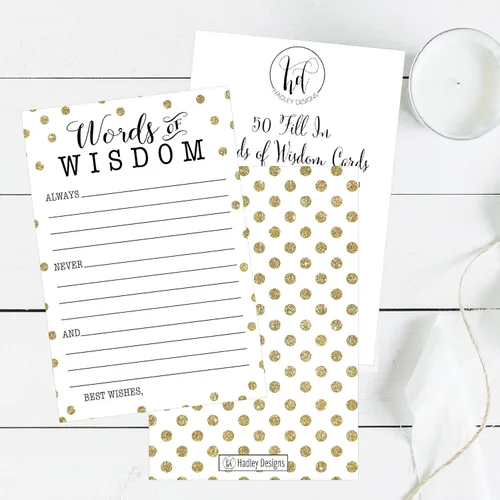 Miniatura 5 de Hadley Designs 50 tarjetas de consejos de palabras de sabiduría con puntos dorados, tarjetas de consejos de graduación, tarjetas de consejos