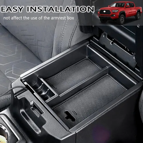 Miniatura 4 de JDMCAR Bandeja organizadora de consola central compatible con accesorios Toyota Tacoma 2016-2022 2023, contenedor de inserción de reposabrazos, caja