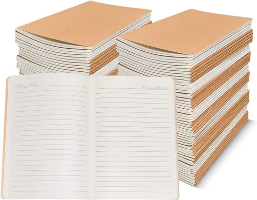 Miniatura 12 de Paquete de 10 cuadernos de papel kraft rayados A5 a granel, papel grueso de 80 GSM, 36 hojas 72 páginas (actualizado de 30 hojas y 60 páginas)