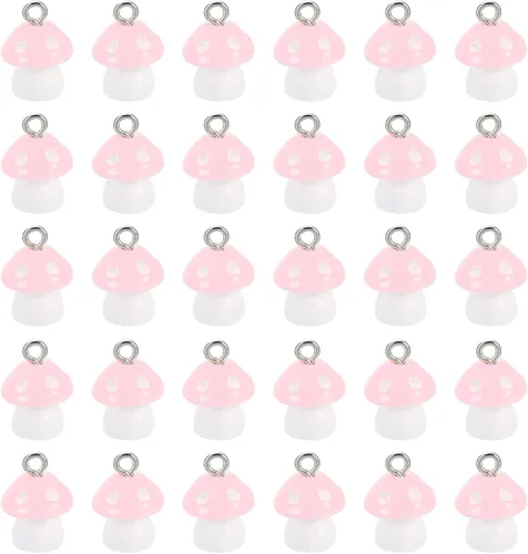 Miniatura 10 de PATIKIL 30 piezas de dije de hongo, mini dije de hongo, resina a granel, lindo para hacer joyas, pulseras, aretes, collares