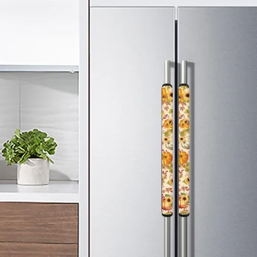 Miniatura 4 de Juego de 4 fundas para manijas de refrigerador de otoño, calabaza, girasol, funda para manija de puerta para horno y lavavajillas, funda para manija