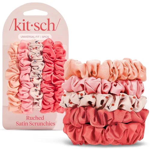 Miniatura 31 de Kitsch Coleteros de satén para mujer, sin arrugas, control de encrespamiento, más suave que la seda para todo tipo de cabello, accesorios elegantes