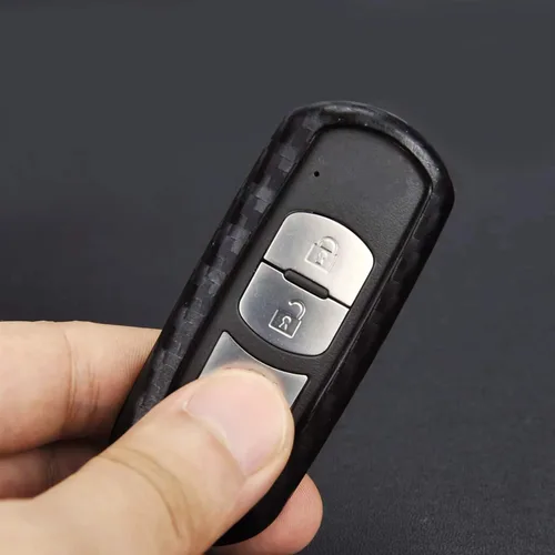 Miniatura 5 de iJDMTOY Funda de silicona suave con acabado de fibra de carbono compatible con Mazda 2 3 5 6 CX-3 CX-5 CX-7 CX-9 MX-5 llavero sin llave