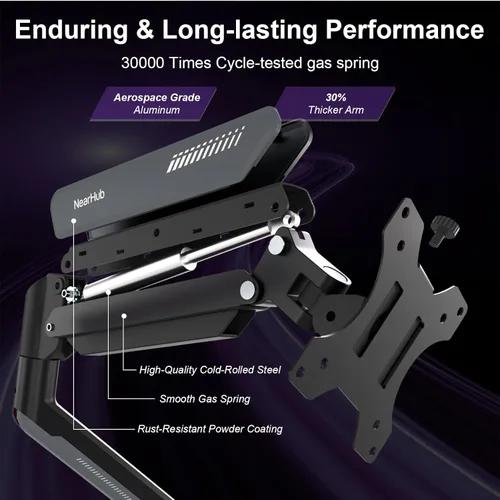Miniatura 4 de NearHub - Soporte de escritorio para doble monitor para pantalla de computadora de 13-32" y hasta 10 kg, rotación de 360°, inclinación de +90° a