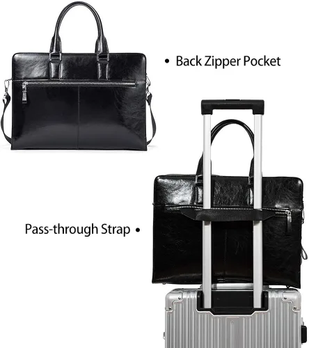 Miniatura 2 de BOSTANTEN Maletín de cuero genuino para mujer, bolso de mano vintage de 15.6 pulgadas, bolso de hombro para portátil y carteras de cuero para mujer