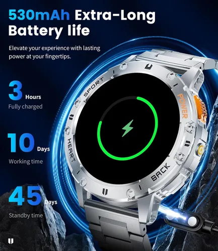 Miniatura 4 de Smart Watch for Men for Android/iPhone(3 Straps),1.43’’ AMOLED Display Sport Watch with 123 Sport Modes/FlashLight,5ATM Waterproof Fitness Watch