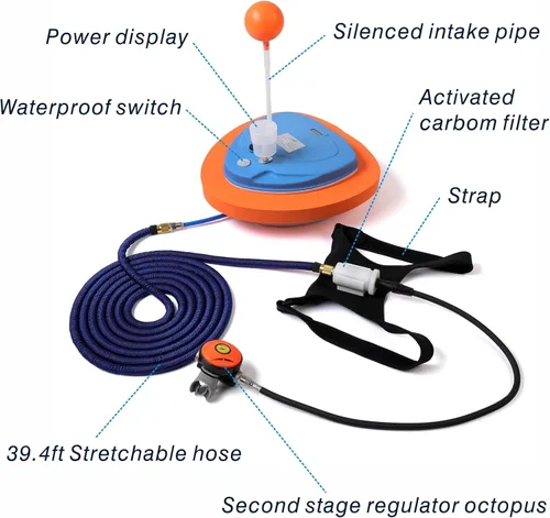 Miniatura 2 de Sistema de buceo sin tanque, ventilador de buceo mejorado base, tanque de buceo recargable portátil, compresor de aire impermeable, juguetes