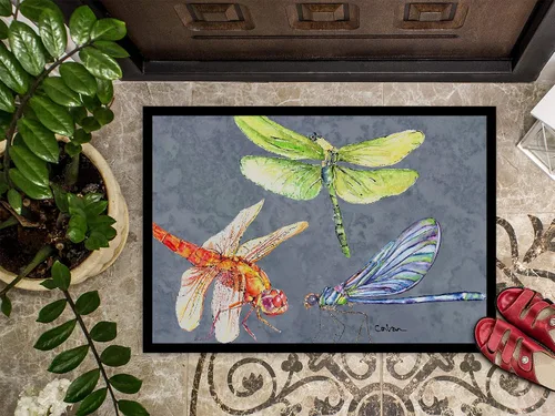 Miniatura 3 de Caroline's Treasures 8878JMAT Dragonfly Times Three - Felpudo para puerta delantera, 24 x 36 pulgadas, para interiores y exteriores, para entrada
