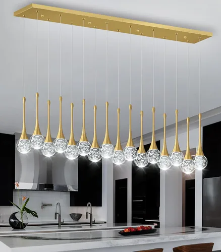 Miniatura 6 de 16 Luces Moderna Lámpara de Techo de Cristal Glam para Techo Alto, Lámpara Colgante LED Regulable para Escalera, Vestíbulo, Entrada, Sala de Estar