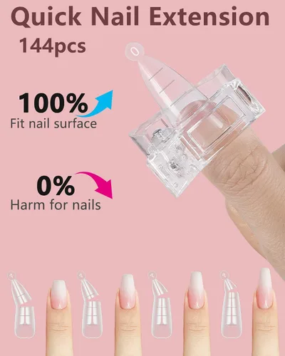 Miniatura 5 de MORGLES - 144 formas de uñas, 2 tamaños de gel de extensión de polietileno de doble forma, extensión de uñas de ataúd con moldes en forma de aguja