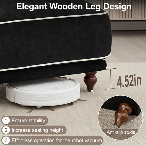 Miniatura 6 de Sofá biplaza modular de 80 pulgadas, sofá modular Cloud con reposabrazos y patas de madera, cómodo sofá tapizado de 2 plazas para sala de estar