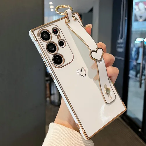 Miniatura 26 de ZTOFERA Funda diseñada para Samsung Galaxy S20 FE 5G, borde chapado de lujo, patrón de corazones de amor con pulsera y función atril, protección