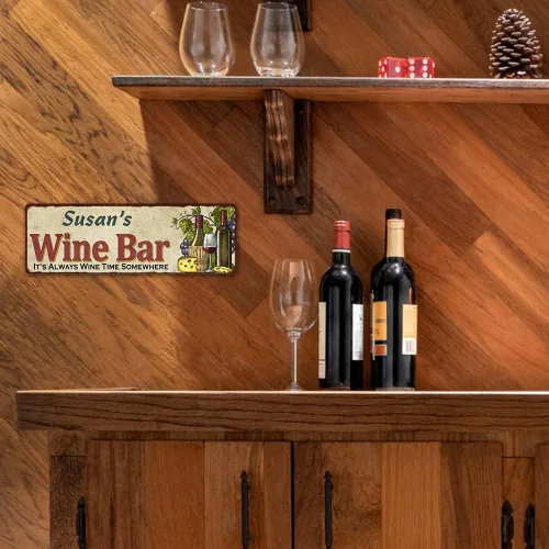 Miniatura 3 de Letrero personalizado para bar de vinos, letreros rústicos para decoración de bodega, hogar, cocina, decoración de pared, placa de estaño