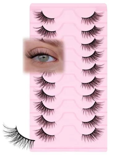 Miniatura 9 de Pestañas naturales de ojo de zorro pestañas postizas de banda transparente, pestañas postizas de ojo de gato, extensiones de pestañas Foxy, 7 pares