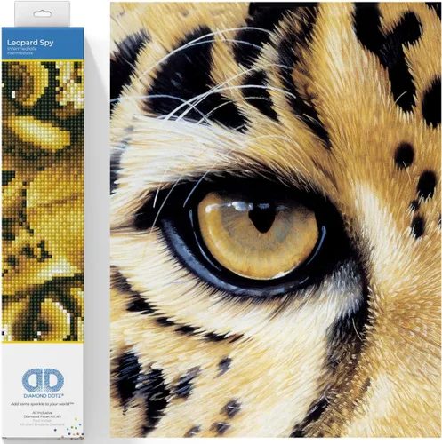 DIAMOND DOTZ Kits de pintura de diamantes espía de leopardo para adultos, kits de arte de diamantes, un kit de manualidades creativo relajante con