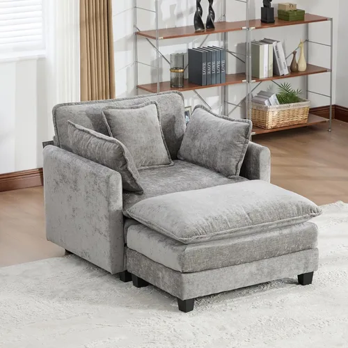 Miniatura 62 de Sofá modular negro de 111.5 pulgadas, sofás seccionales grandes de 3 plazas para sala de estar, sofá nube de tela de felpilla de gran