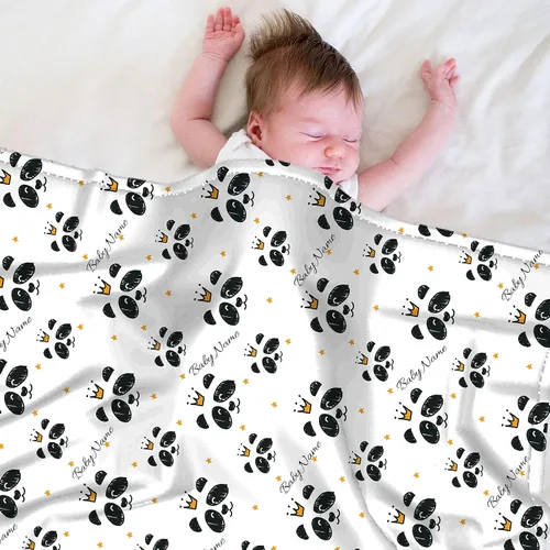 Miniatura 8 de Panda - Manta de bebé personalizada con nombre, ropa de cama con estampado de panda lindo y suave para bebés, niños y niñas, regalo de cumpleaños